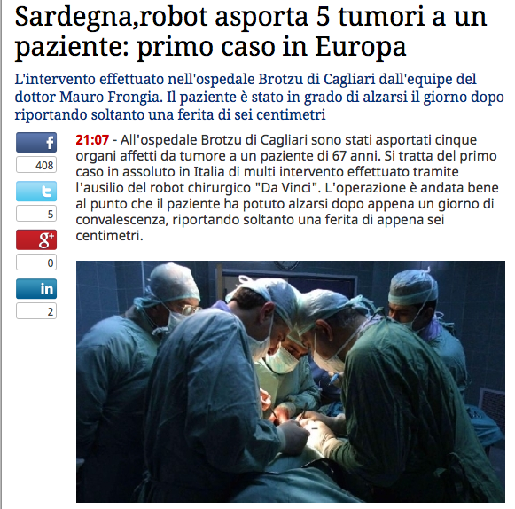 Surgery robots at Botzu hospital, Sardegna