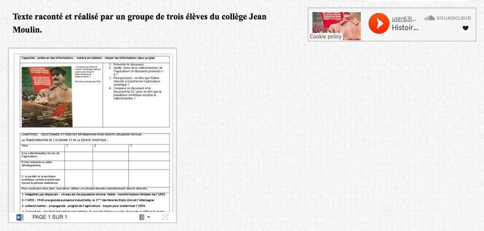 Texte raconté et réalisé par un groupe de trois élèves du collège Jean Moulin.